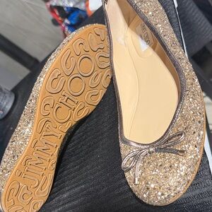 Jimmy Choo Sparkling Gold Flats